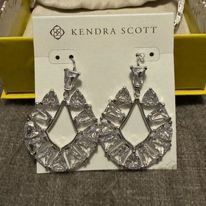 Kendra Scott Blair Silver Jewel Open Frame Earrings in White Crystal